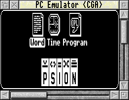 Psion3 emulator on the program selection screen