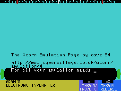 Electronic Typewriter running on the Adam