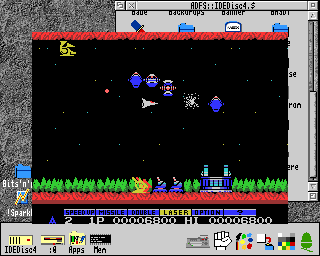 Nemesis running under fMSX on my A5000
